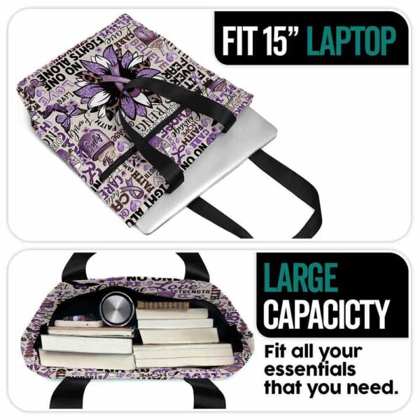 T3-U-Awa-TP-Lupus-230818NA10 @ Lupus Typo Purple-Lupus Awareness Purple Ribbon Typography Tote Bag
