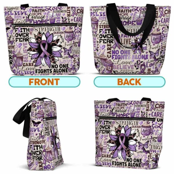 T3-U-Awa-TP-Lupus-230818NA10 @ Lupus Typo Purple-Lupus Awareness Purple Ribbon Typography Tote Bag