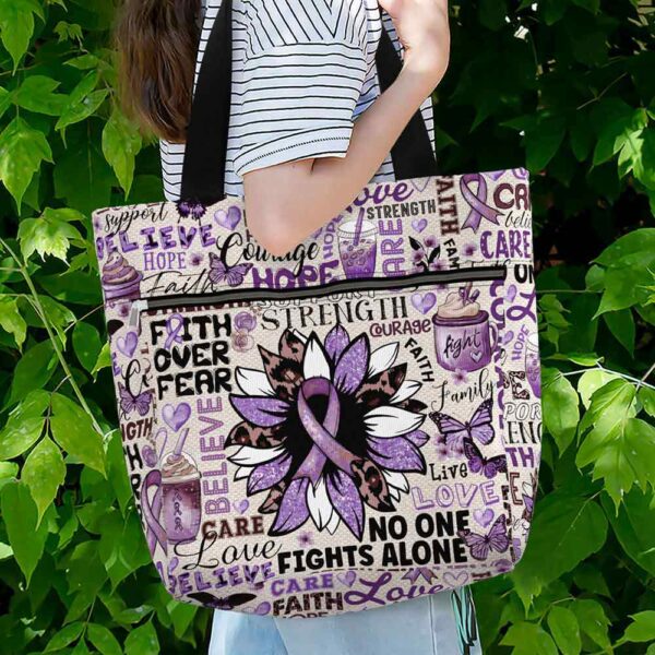 T3-U-Awa-TP-Lupus-230818NA10 @ Lupus Typo Purple-Lupus Awareness Purple Ribbon Typography Tote Bag