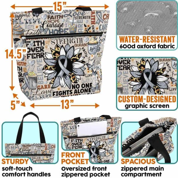 T3-U-Awa-TNG-Parkin-230818NA10 @ Parkinson Typo Navy Grey-Parkinsons Awareness Grey Ribbon Typography Tote Bag