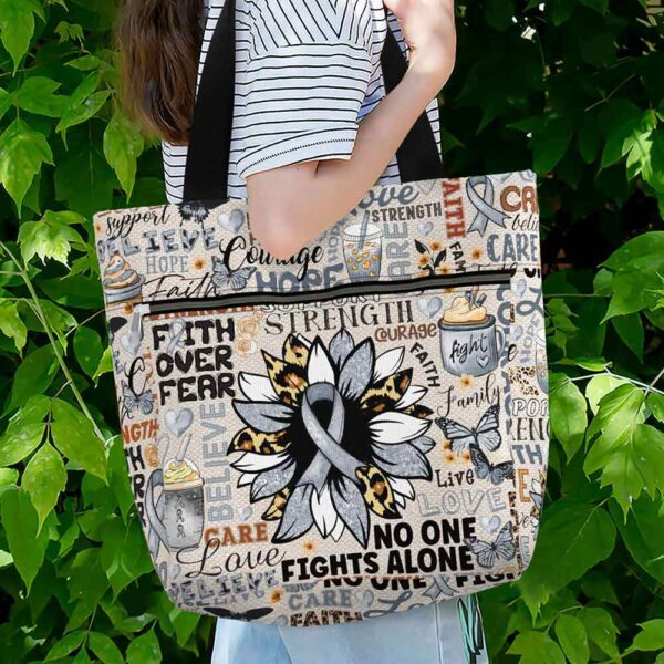 T3-U-Awa-TNG-Parkin-230818NA10 @ Parkinson Typo Navy Grey-Parkinsons Awareness Grey Ribbon Typography Tote Bag