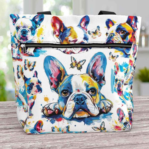 T3-U-Dog-CIS-Fbdg-240405NA10 @ French Bulldog Colorful Ink Style-French Bulldog Colorful Ink Tote Bag