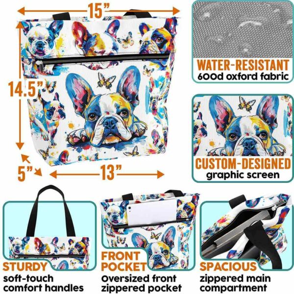 T3-U-Dog-CIS-Fbdg-240405NA10 @ French Bulldog Colorful Ink Style-French Bulldog Colorful Ink Tote Bag
