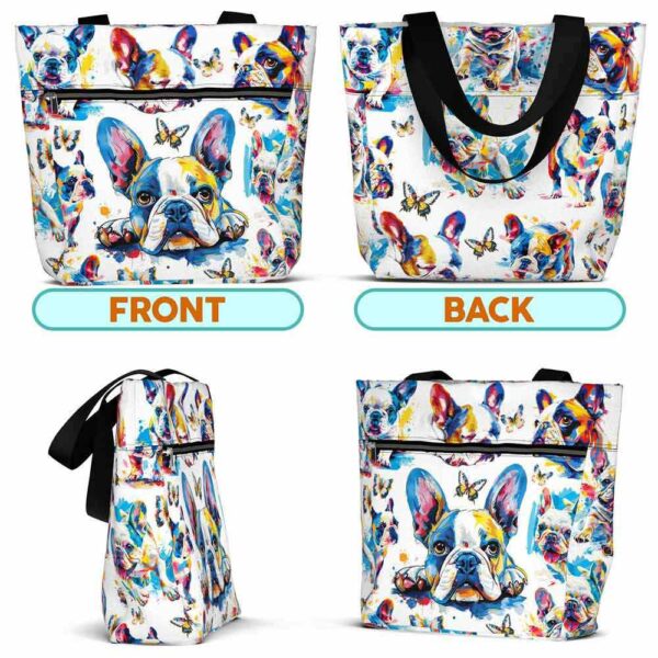 T3-U-Dog-CIS-Fbdg-240405NA10 @ French Bulldog Colorful Ink Style-French Bulldog Colorful Ink Tote Bag