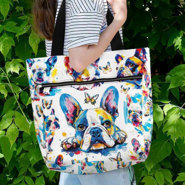 T3-U-Dog-CIS-Fbdg-240405NA10 @ French Bulldog Colorful Ink Style-French Bulldog Colorful Ink Tote Bag