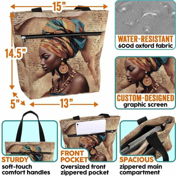 T3-U-Ctry-GVPB-Afri-231028NA10 @ African Girl Vintage Paper BG-Africa African American Afro Girl Tote Bag