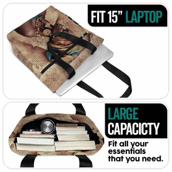 T3-U-Ctry-GVPB-Afri-231028NA10 @ African Girl Vintage Paper BG-Africa African American Afro Girl Tote Bag