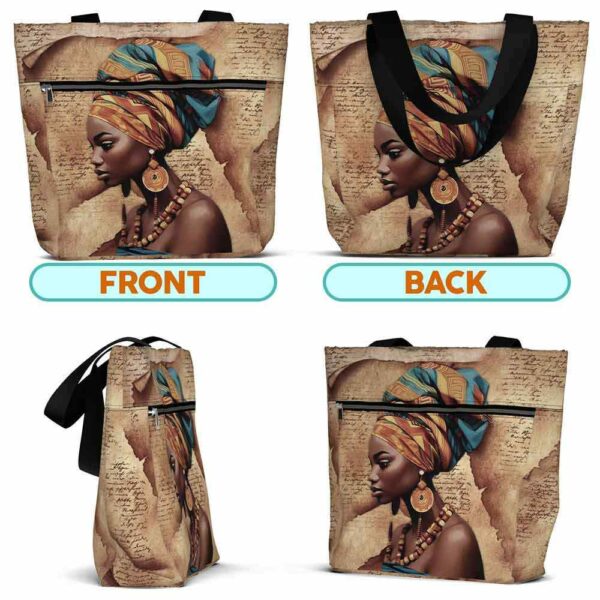 T3-U-Ctry-GVPB-Afri-231028NA10 @ African Girl Vintage Paper BG-Africa African American Afro Girl Tote Bag