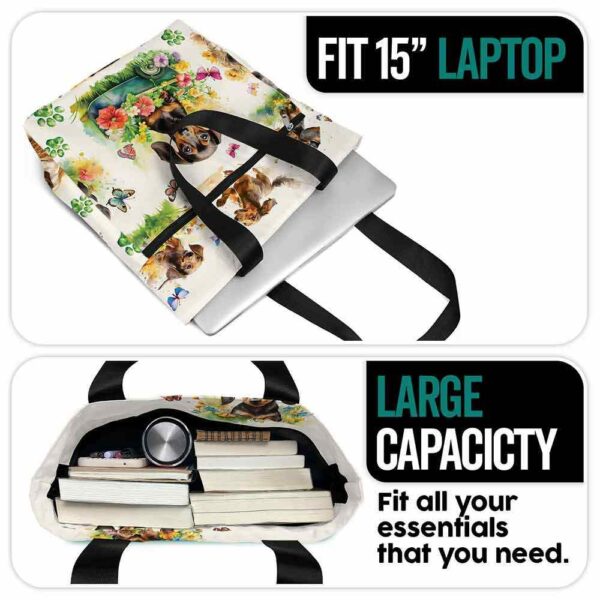 T3-U-Dog-FG-Dach-230826NA11 @ Dachshund Flowers Garden-Dachshund Flower Garden Tote Bag