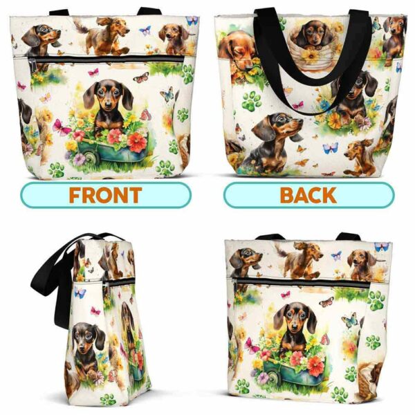 T3-U-Dog-FG-Dach-230826NA11 @ Dachshund Flowers Garden-Dachshund Flower Garden Tote Bag
