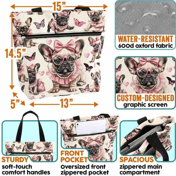 T3-U-Dog-FP-Fbdg-240405NA10 @ French Bulldog Fancy Pink-French Bulldog Fancy Pink Tote Bag