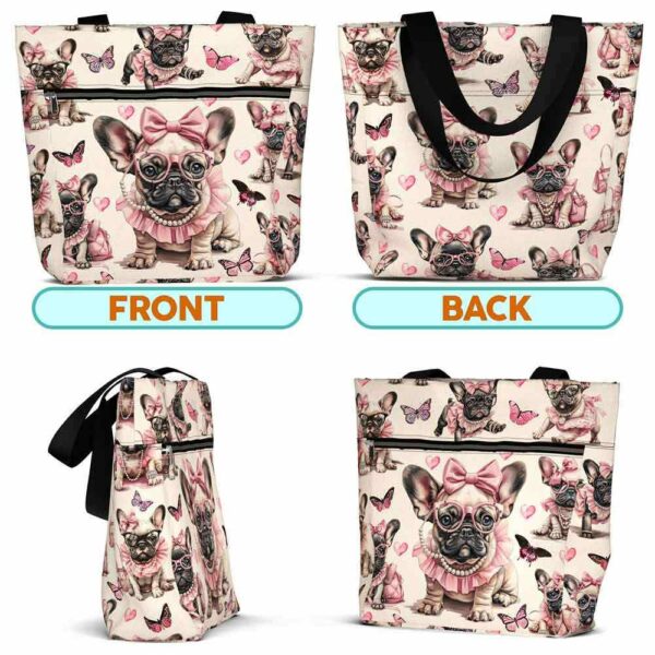 T3-U-Dog-FP-Fbdg-240405NA10 @ French Bulldog Fancy Pink-French Bulldog Fancy Pink Tote Bag