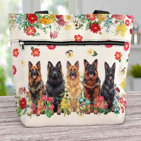 T3-U-Dog-F-GerShe-230711NA10 @ German Shepherd Flowers-German Shepherd Flower Line Tote Bag