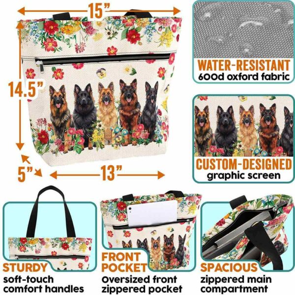T3-U-Dog-F-GerShe-230711NA10 @ German Shepherd Flowers-German Shepherd Flower Line Tote Bag
