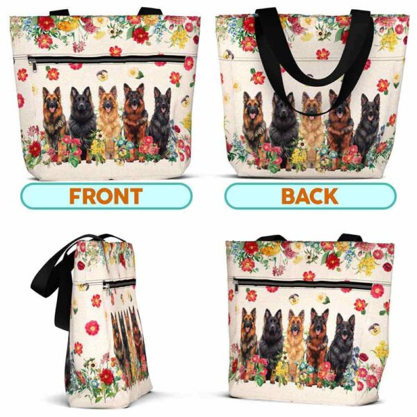 T3-U-Dog-F-GerShe-230711NA10 @ German Shepherd Flowers-German Shepherd Flower Line Tote Bag