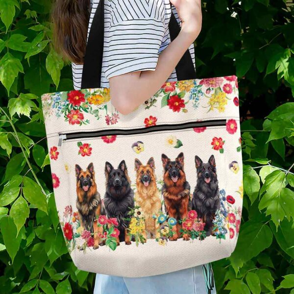 T3-U-Dog-F-GerShe-230711NA10 @ German Shepherd Flowers-German Shepherd Flower Line Tote Bag