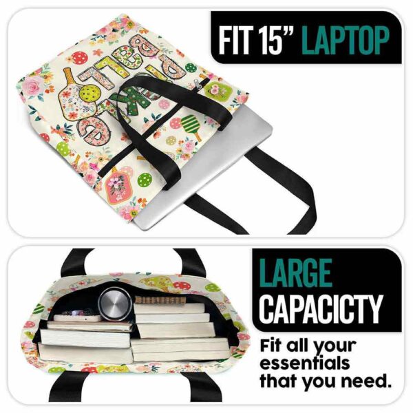 T3-U-Hobb-FP-Pklb-240916NA10 @ pickleball Flowers Pads-Pickleball Flower Pattern Tote Bag
