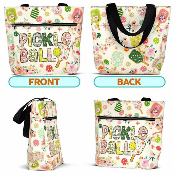 T3-U-Hobb-FP-Pklb-240916NA10 @ pickleball Flowers Pads-Pickleball Flower Pattern Tote Bag