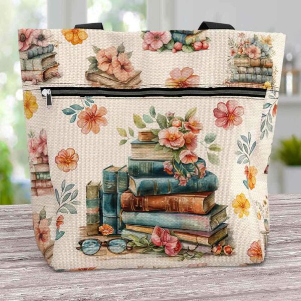 T3-U-Job-WA-T11-240307NA10 @ Librarian Watercolor Art-Librarian Book Lover Vintage Books Tote Bag
