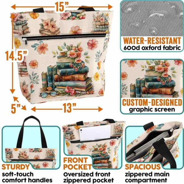T3-U-Job-WA-T11-240307NA10 @ Librarian Watercolor Art-Librarian Book Lover Vintage Books Tote Bag