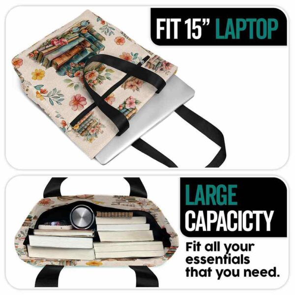 T3-U-Job-WA-T11-240307NA10 @ Librarian Watercolor Art-Librarian Book Lover Vintage Books Tote Bag