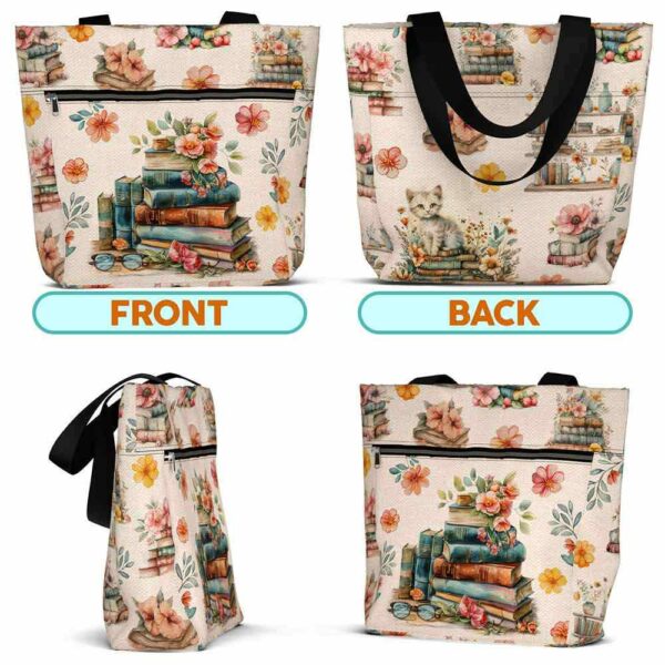 T3-U-Job-WA-T11-240307NA10 @ Librarian Watercolor Art-Librarian Book Lover Vintage Books Tote Bag