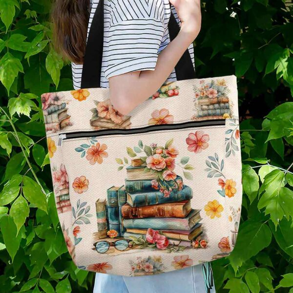 T3-U-Job-WA-T11-240307NA10 @ Librarian Watercolor Art-Librarian Book Lover Vintage Books Tote Bag