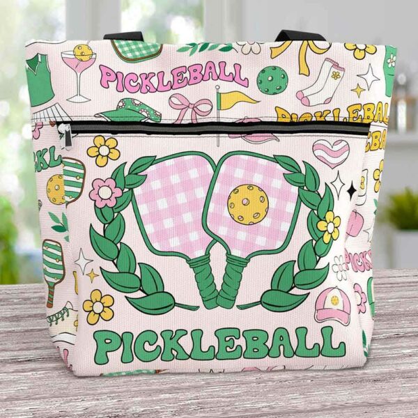 T3-U-Hobb-SC-Pklb-240916NA10 @ pickleball Solid Colors-Pickleball Pink Tote Bag