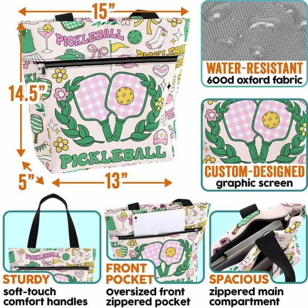 T3-U-Hobb-SC-Pklb-240916NA10 @ pickleball Solid Colors-Pickleball Pink Tote Bag