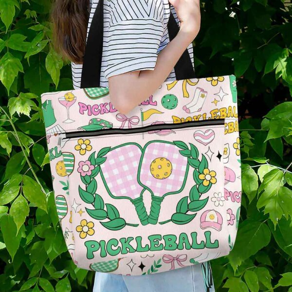 T3-U-Hobb-SC-Pklb-240916NA10 @ pickleball Solid Colors-Pickleball Pink Tote Bag