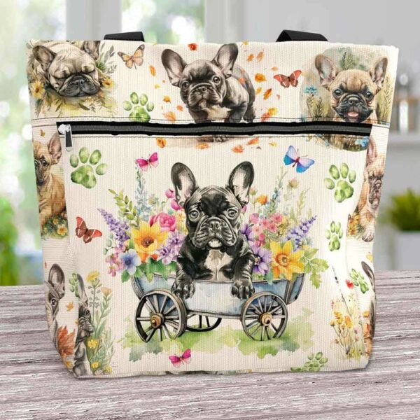 T3-U-Dog-GF-Fbdg-240405NA10 @ French Bulldog Garden flower-French Bulldog Flower Garden Tote Bag