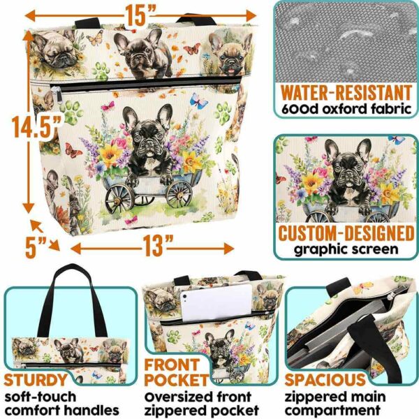 T3-U-Dog-GF-Fbdg-240405NA10 @ French Bulldog Garden flower-French Bulldog Flower Garden Tote Bag