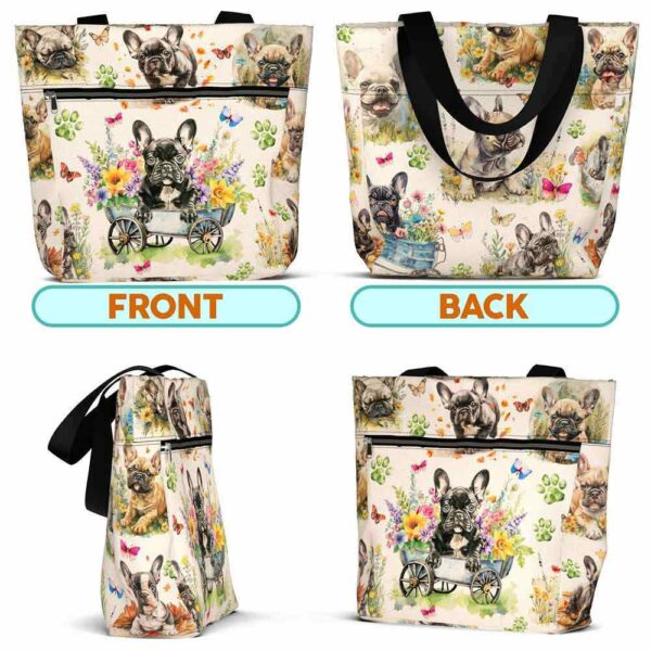 T3-U-Dog-GF-Fbdg-240405NA10 @ French Bulldog Garden flower-French Bulldog Flower Garden Tote Bag