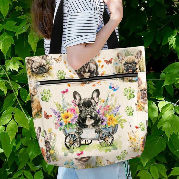 T3-U-Dog-GF-Fbdg-240405NA10 @ French Bulldog Garden flower-French Bulldog Flower Garden Tote Bag