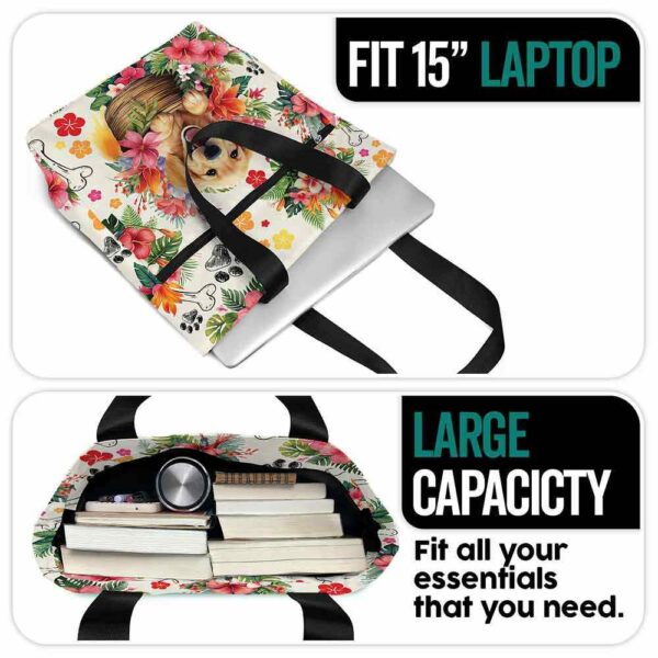 T3-U-Dog-PT-Gore-230923NA10 @ Golden Retriever Pattern Tropical-Golden Retriever Tropical Pattern Tote Bag