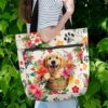 T3-U-Dog-PT-Gore-230923NA10 @ Golden Retriever Pattern Tropical-Golden Retriever Tropical Pattern Tote Bag