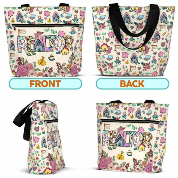 T3-U-Job-P-Relt-240406NA10 @ Realtor Pattern-Realtor Flower Pattern Tote Bag