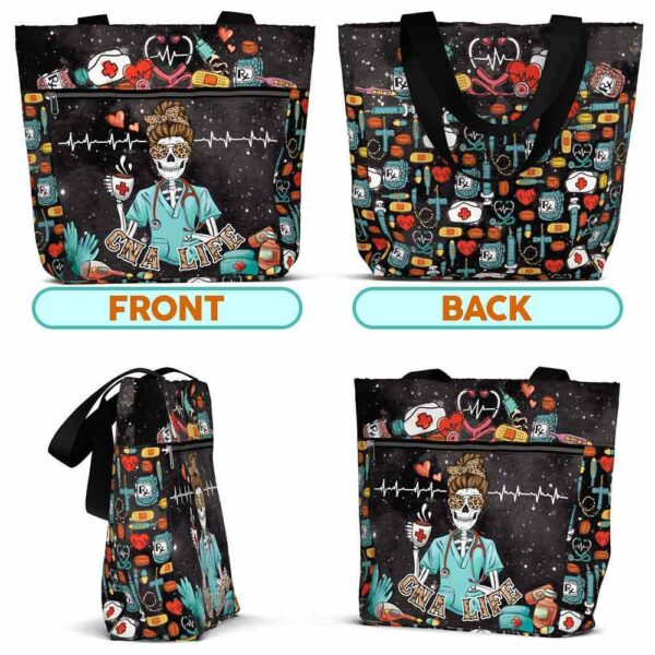 T3-U-Nur-SL-CNA-221208VY10 @ CNA Skull Life-Cna Skeleton Tote Bag