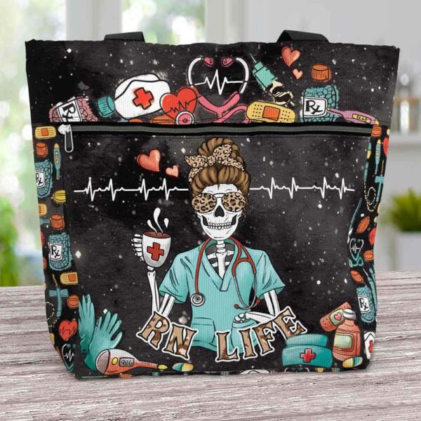 T3-U-Nur-SLA-RN-221208VY10 @ RN Skull Life-Registered Nurse Skeleton Tote Bag