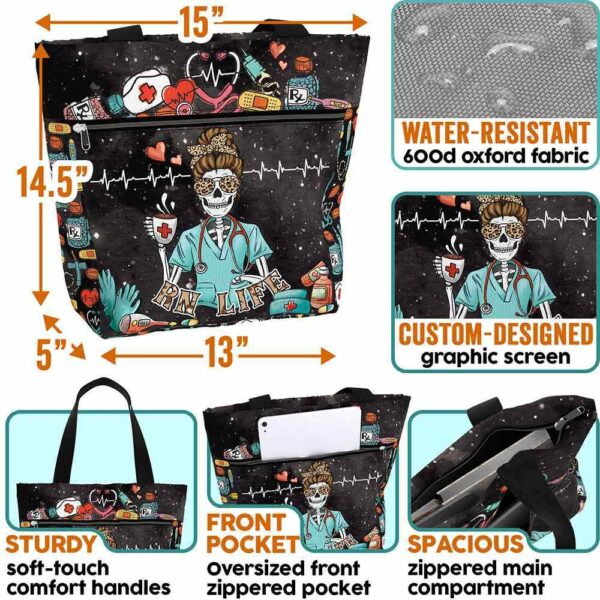 T3-U-Nur-SLA-RN-221208VY10 @ RN Skull Life-Registered Nurse Skeleton Tote Bag