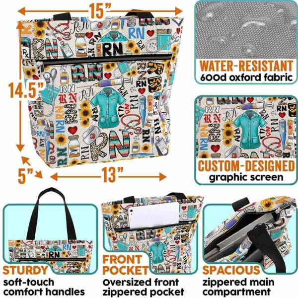 T3-U-Nur-NT-RN-230516VY10 @ Nurse Typo-Registered Nurse Sunflower Typography Tote Bag