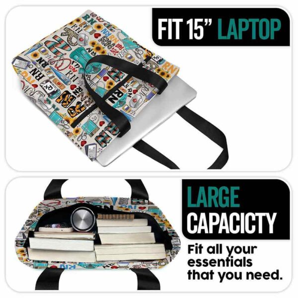 T3-U-Nur-NT-RN-230516VY10 @ Nurse Typo-Registered Nurse Sunflower Typography Tote Bag