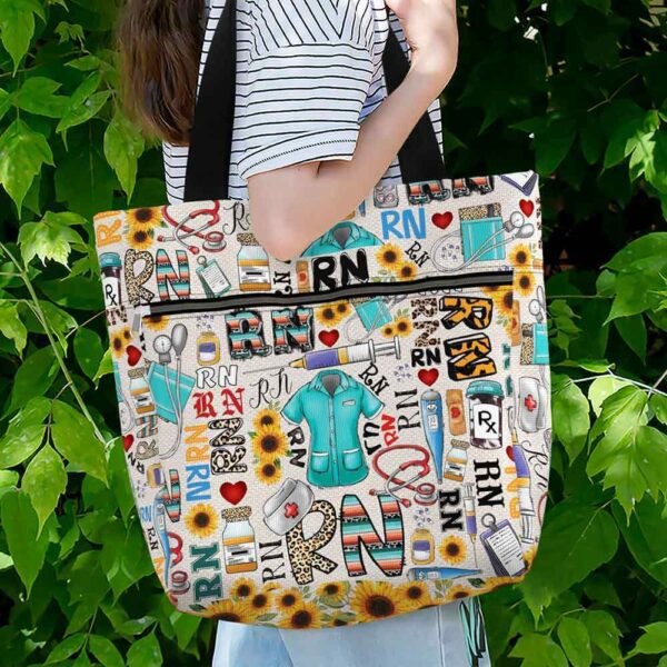T3-U-Nur-NT-RN-230516VY10 @ Nurse Typo-Registered Nurse Sunflower Typography Tote Bag