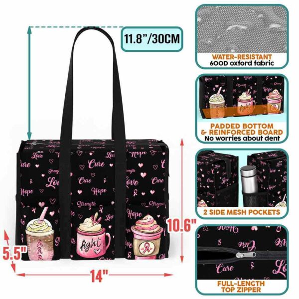 MT-U-Awa-PD-BreCan-240607NA10 @ breast cancer Pink Drink-Breast Cancer Awareness Pink Drinks Multi Pocket Tote Bag