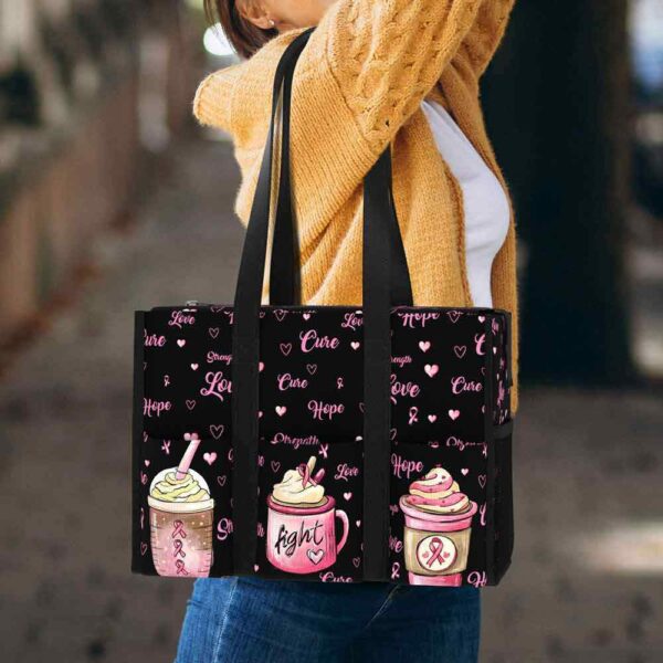 MT-U-Awa-PD-BreCan-240607NA10 @ breast cancer Pink Drink-Breast Cancer Awareness Pink Drinks Multi Pocket Tote Bag