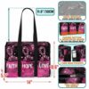 MT-U-Awa-FHL2-BreCan-240607NA10 @ breast cancer Faith Hope Love 2-Breast Cancer Awareness Flower Faith Hope Love Multi Pocket Tote Bag