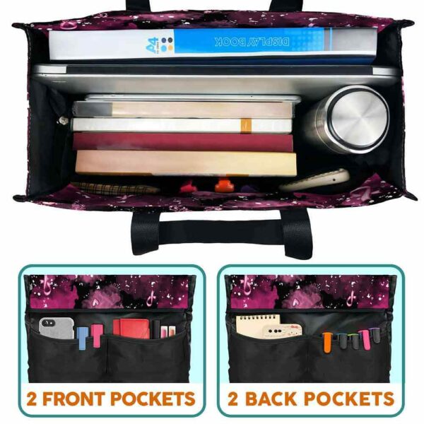 MT-U-Awa-FHL2-BreCan-240607NA10 @ breast cancer Faith Hope Love 2-Breast Cancer Awareness Flower Faith Hope Love Multi Pocket Tote Bag