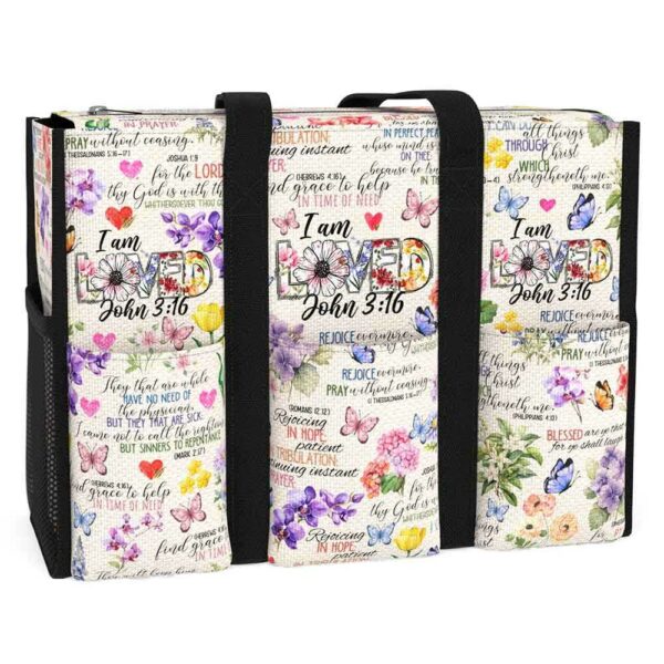 MT-U-Hobb-KS-God-240916NA10 @ god KJV Sciptures-God I Am Loved Multi Pocket Tote Bag
