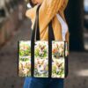 MT-U-Dog-FG2-Corgi-230711NA10 @ corgi Flowers Garden 2-Corgi Flower Garden Multi Pocket Tote Bag