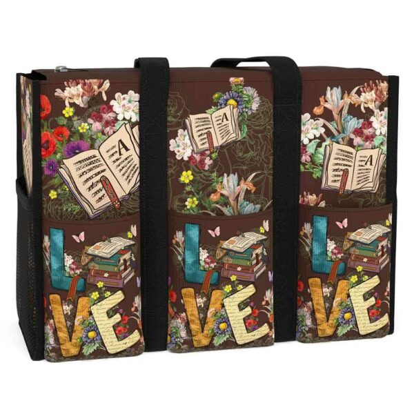 MT-U-Job-LB-T11-240605NA10 @ librarian Love Book-Librarian Love Books Multi Pocket Tote Bag